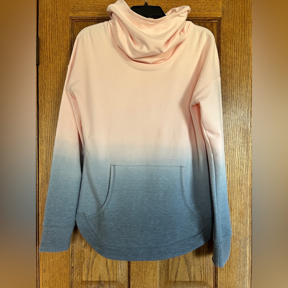 CALIA by Carrie Underwood Pink & Gray Ombre Cowl Neck Pullover, Women’s Medium